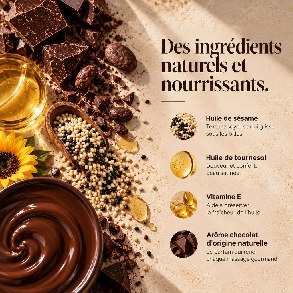 L'huile de massage gourmande au chocolat - Roilon