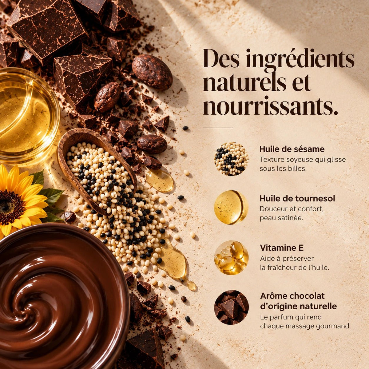 L'huile de massage gourmande au chocolat - Roilon